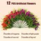 Spring Artificial Flowers Outdoors 12 Bundles Artificial Petunias Fake Flowers UV Resistant Shrubs Plants
